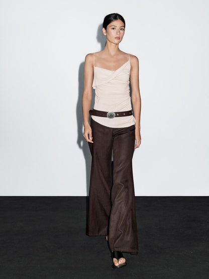 100% cotton top with asymmetric neckline