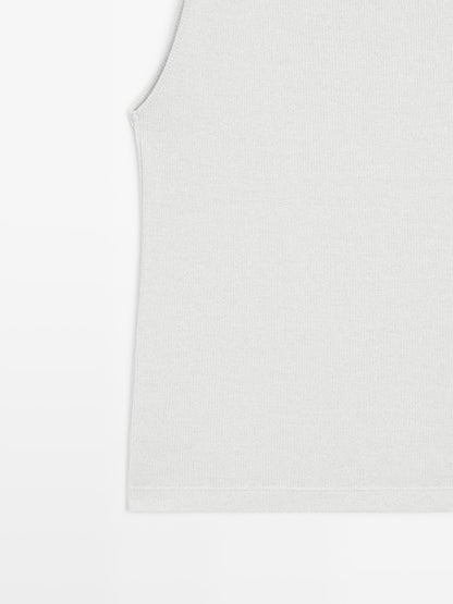 Knit halterneck top with metallic finish