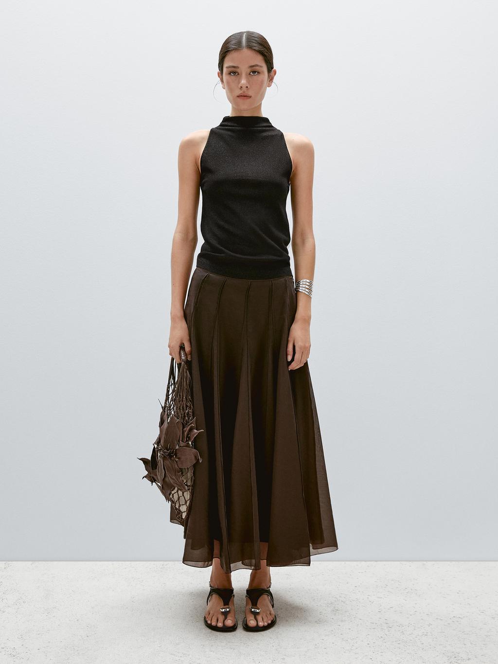 Metallic-effect halterneck top