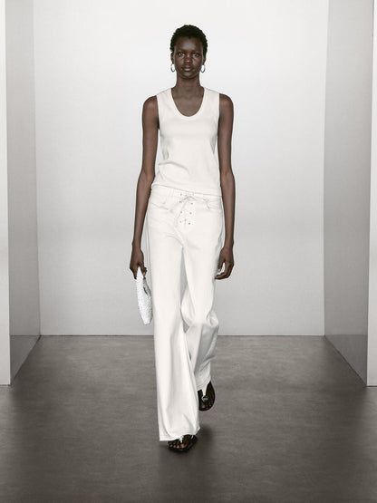 Heavy weight ribbed round neck top