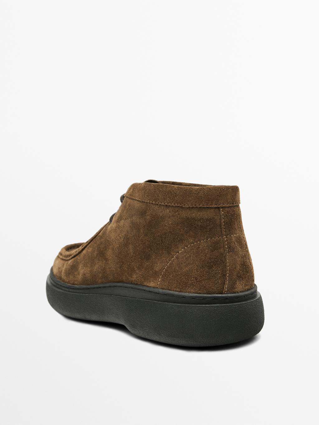 Moc toe split suede ankle boots