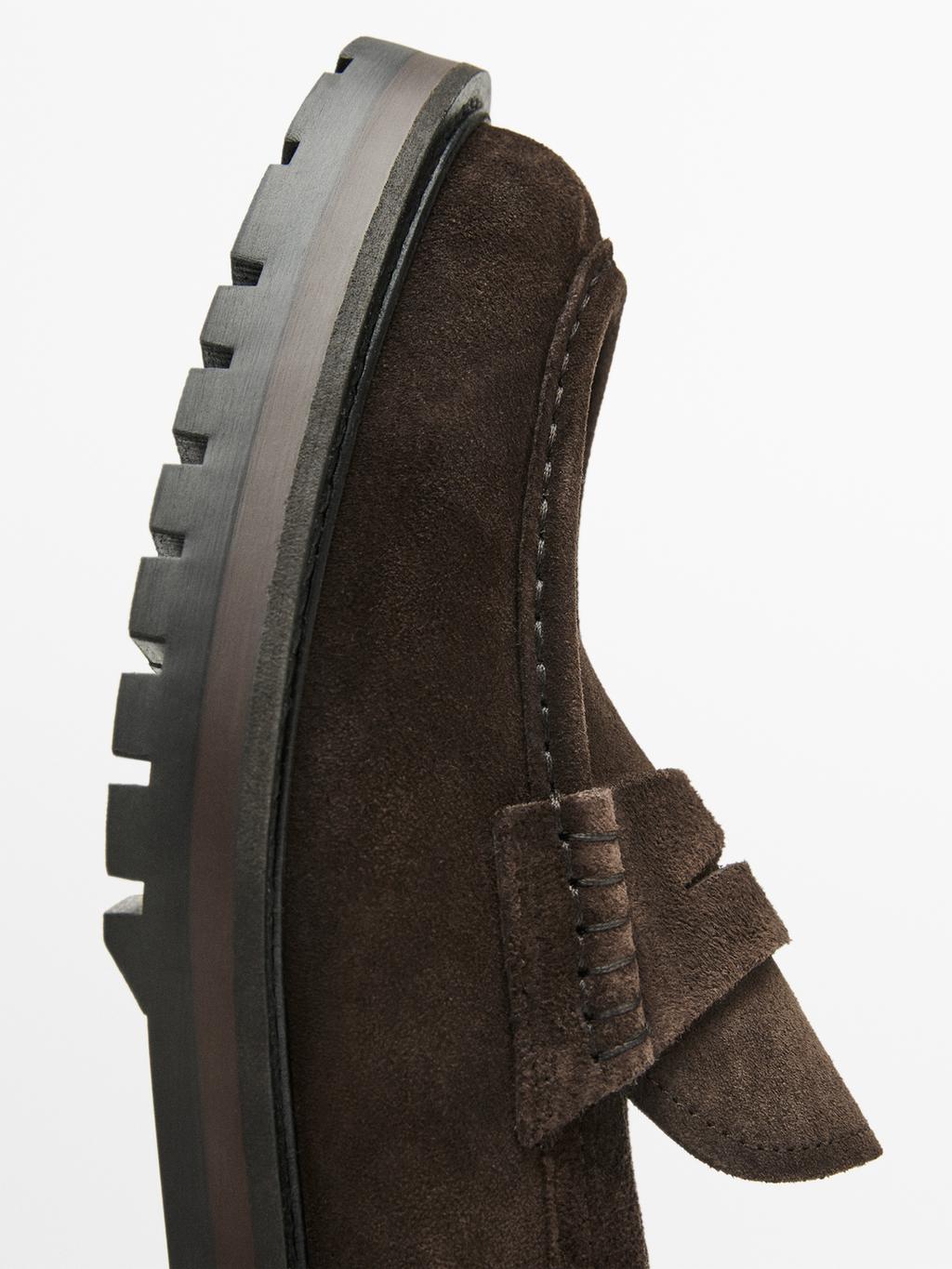 Track sole penny loafers